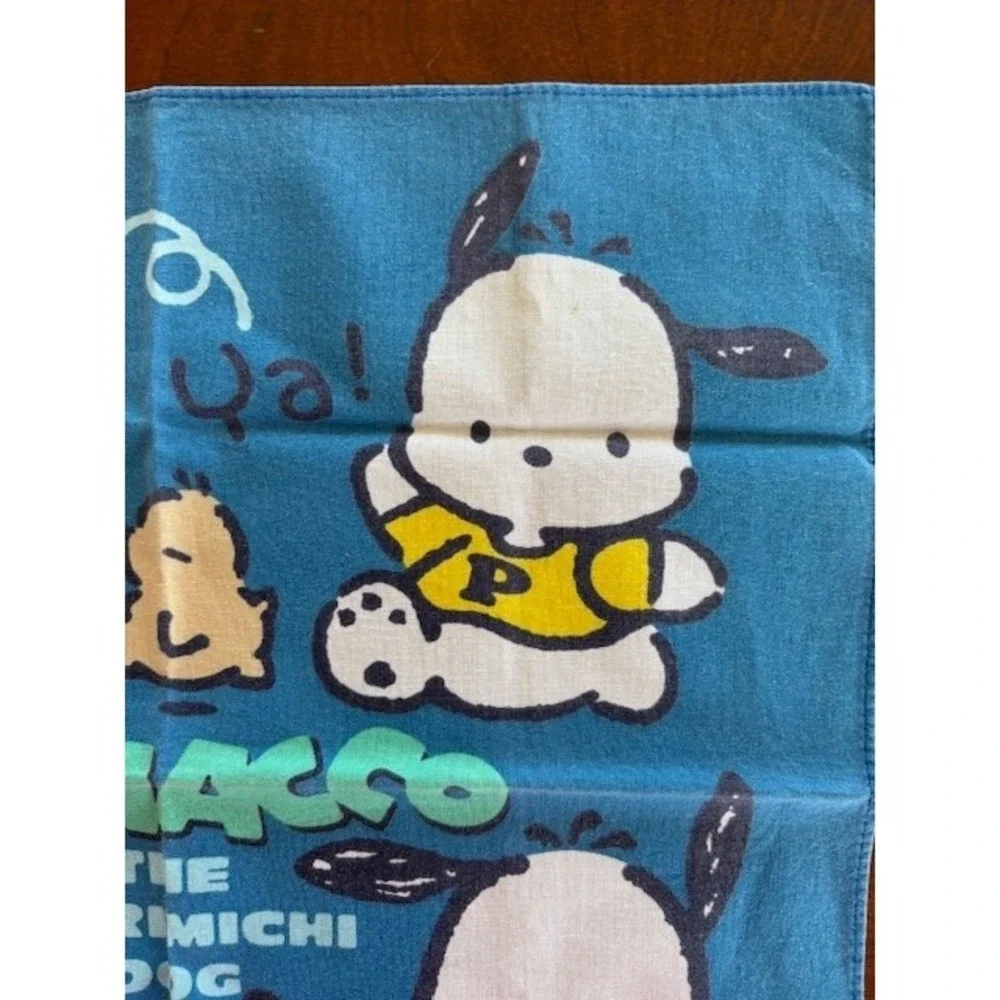 Vintage Sanrio Pochacco The Yorimichi Dog Blue Handkerchief Cotton‎ 11.5